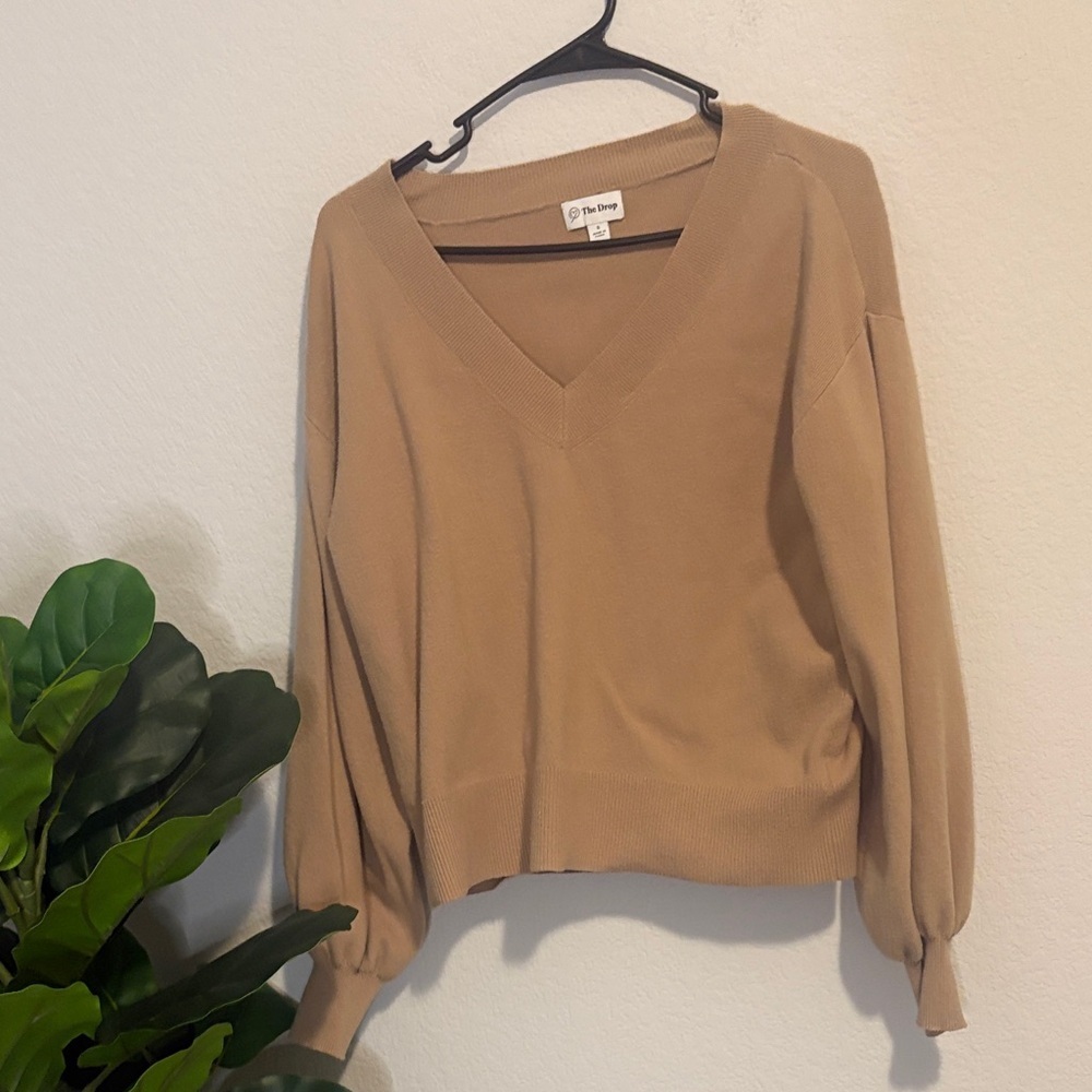 The Drop tan V-Neck Sweater and Jogger Set Small